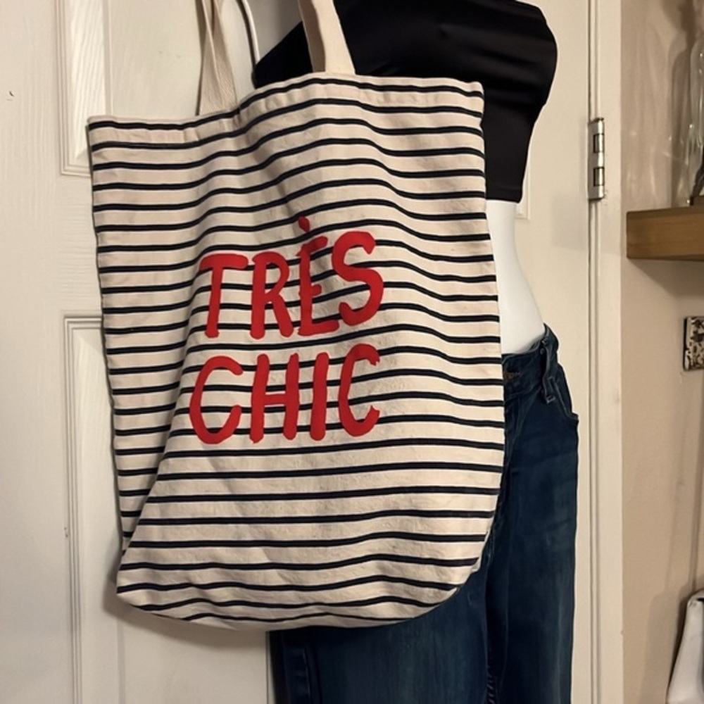Tres Chic Canvas Two Handle Tote Bag